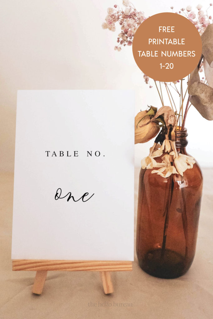 Free printable table numbers for weddings
