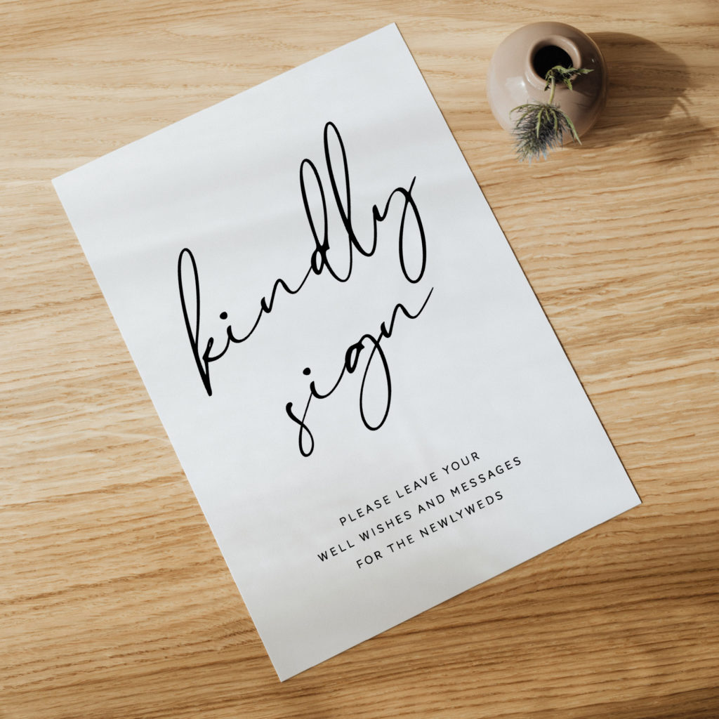 Free Modern Handwriting Wedding Guest Book Sign