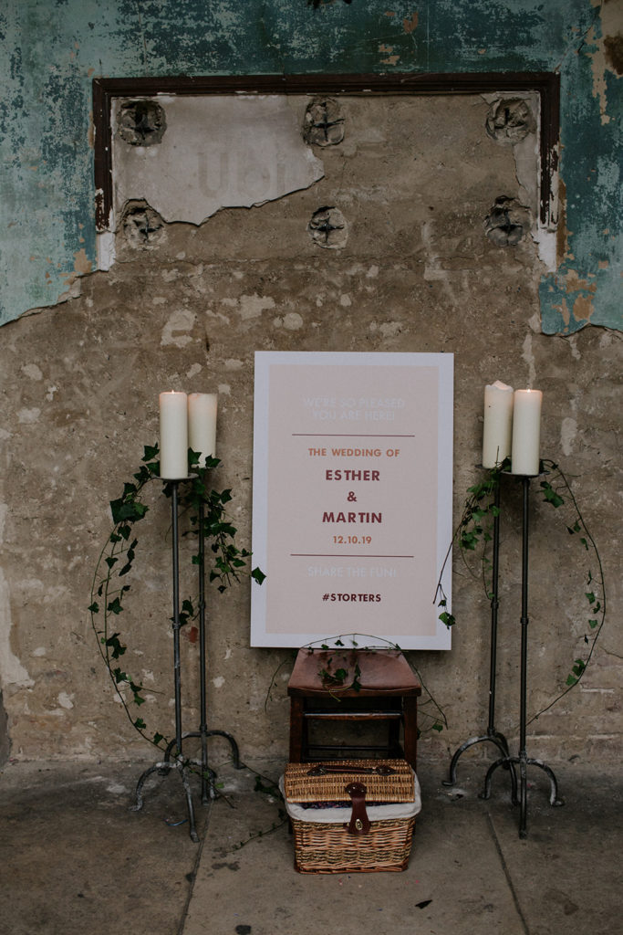 Whimsical wedding welcome sign