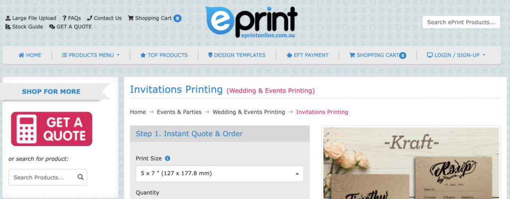 Wedding invitation printing in Australia