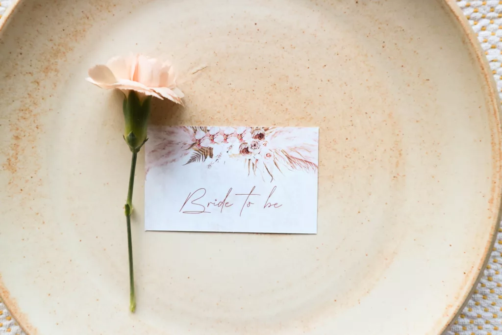 Place card for a bridal shower lunch