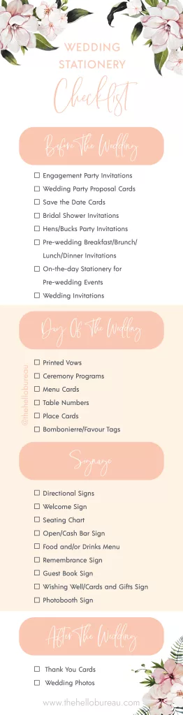 Handy Wedding Stationery Checklist