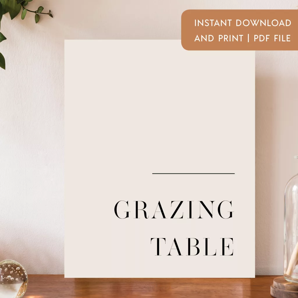 Free Printable Modern Almond Grazing Table Sign
