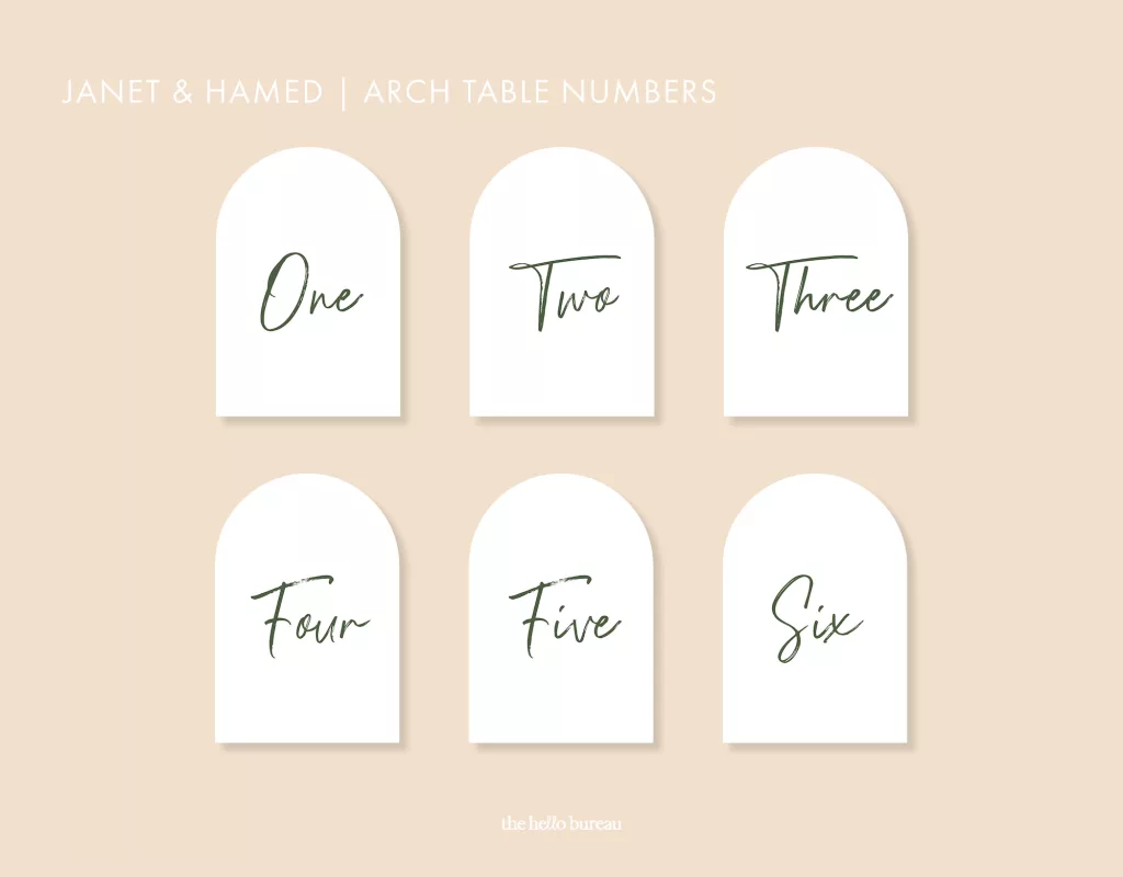 Arch Table Numbers Design