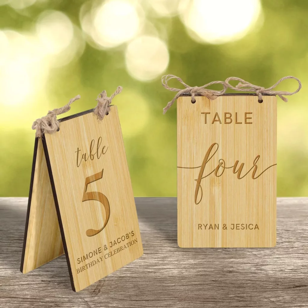 Personalised wedding table numbers