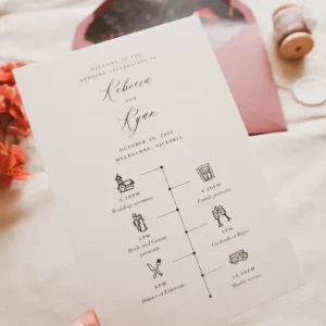 A close up of a wedding invitation