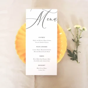 A rectangle food menu on a plate