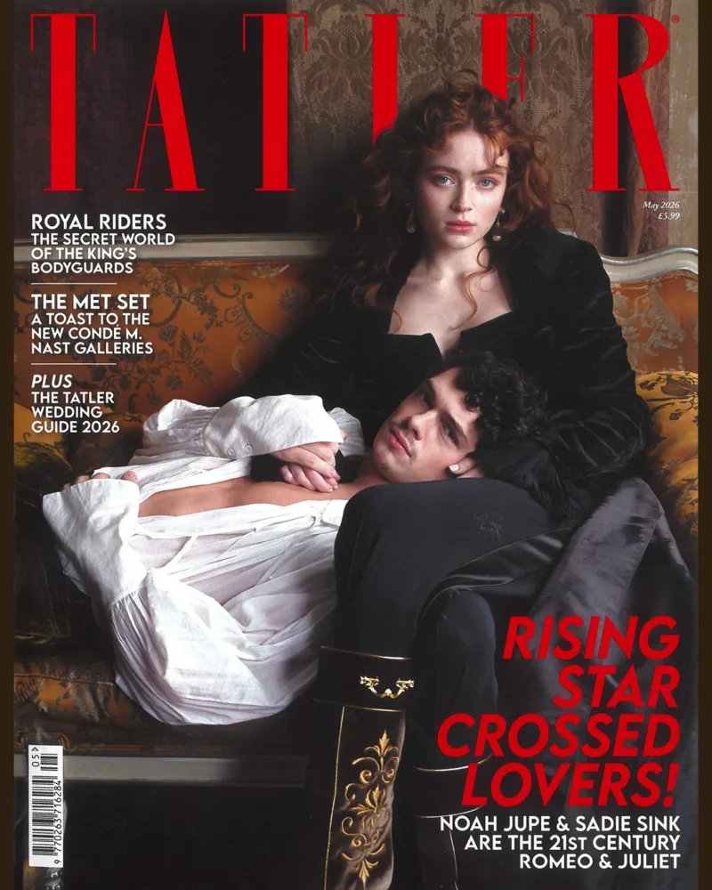 Cover of Tatler Magazine May 2026 with Noah Jupe and Sadie Sink on the cover.
