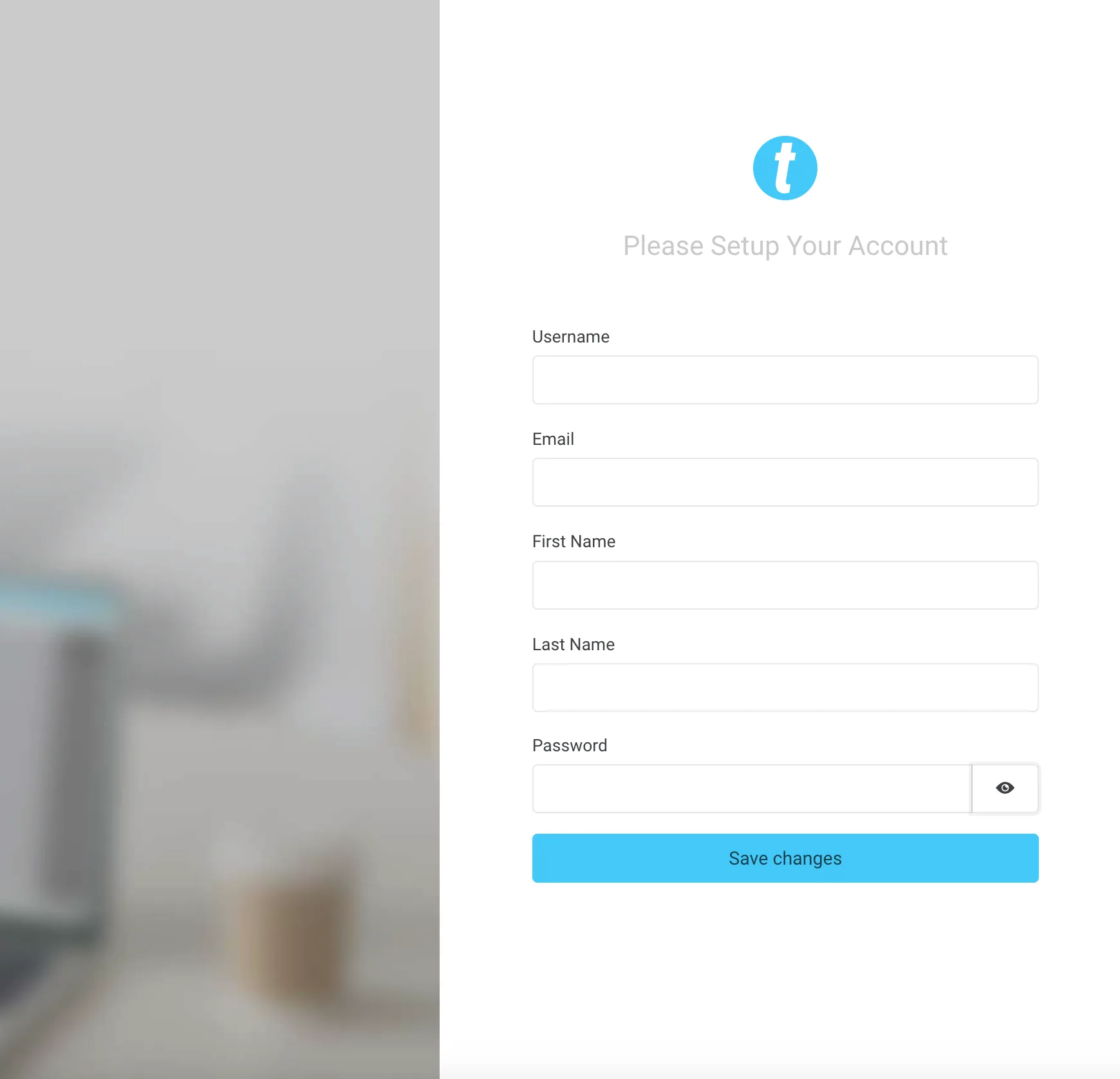 The login and account setup screen in Templett