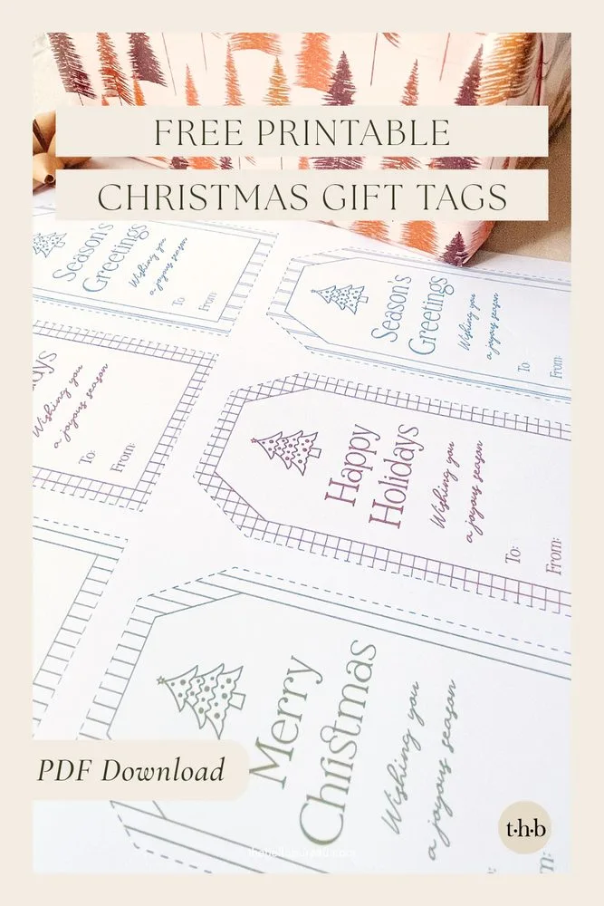 Free printable Christmas gift tags PDF download, Pinterest pin